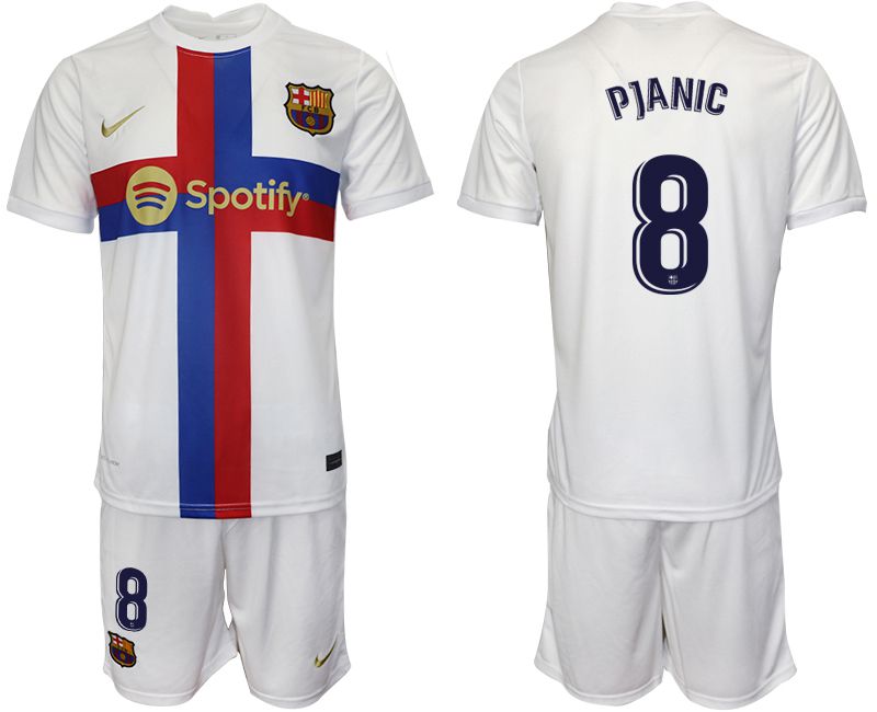 Men 2022-2023 Club Barcelona white away #8 Soccer Jersey->barcelona jersey->Soccer Club Jersey